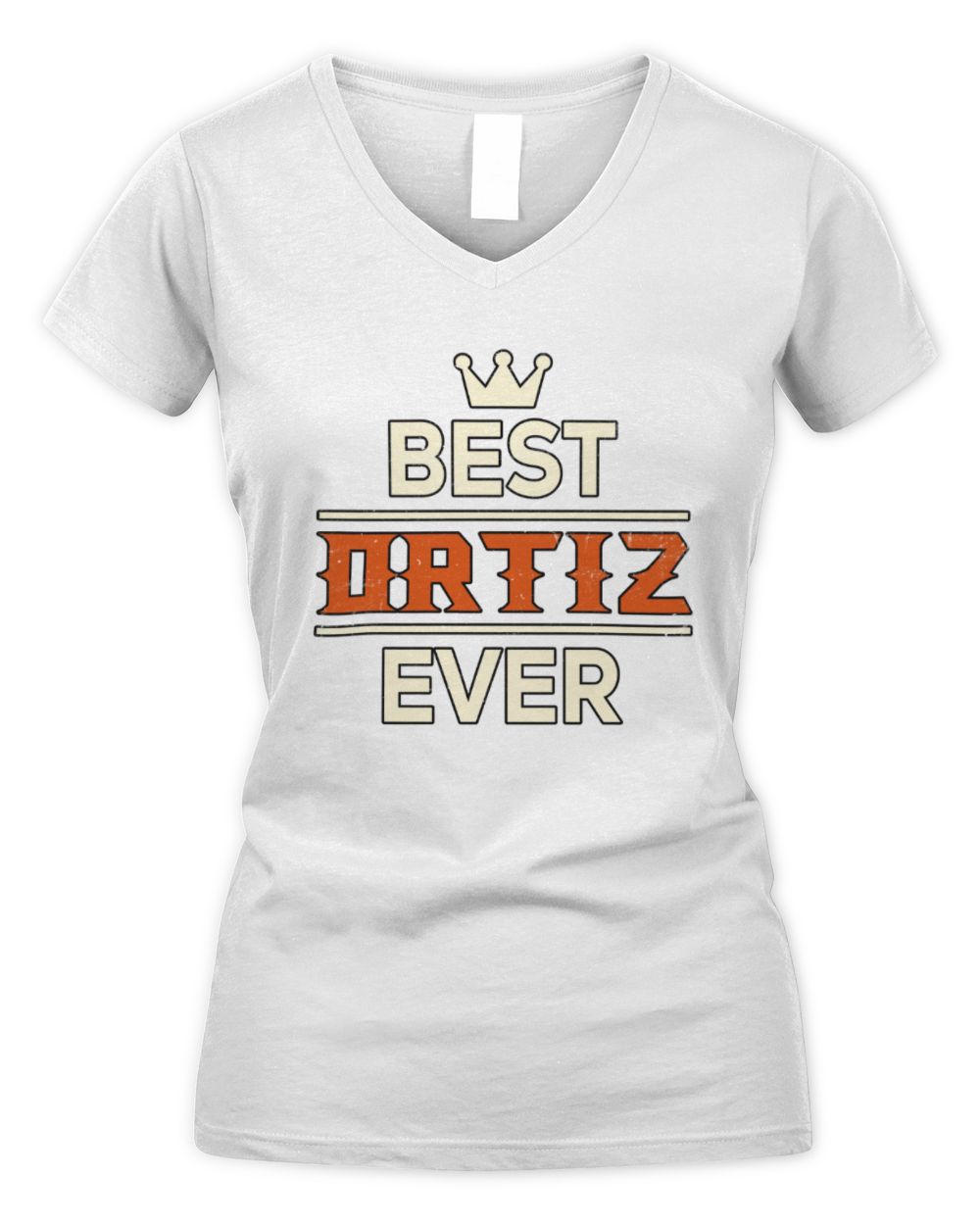 Best Your Name With Crown Shirt ORTIZ M1-59 / Women's V-Neck T-Shirt / white