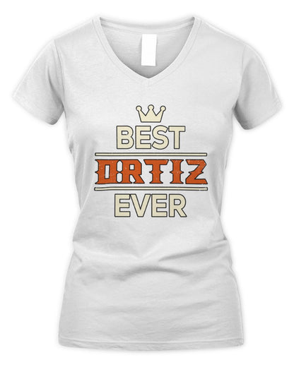Best Your Name With Crown Shirt ORTIZ M1-59 / Women's V-Neck T-Shirt / white
