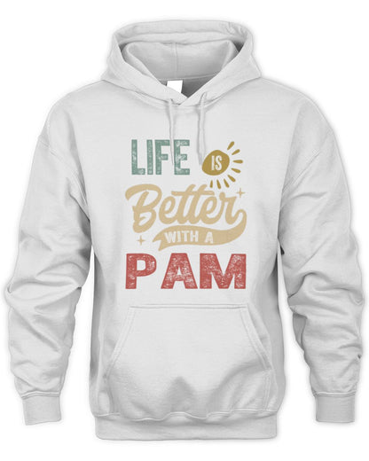 Life Is Better With a Name Personalized Retro T-Shirt PAM-48 / Unisex Hoodie / white