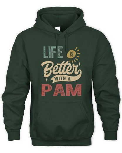 Life Is Better With a Name Personalized Retro T-Shirt PAM-48 / Unisex Hoodie / forest green