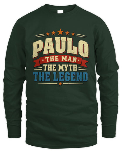 The Man The Myth The Legend Ribbon Vintage T-Shirt PAULO M1-56 / Men's Long Sleeved T-Shirt / forest green