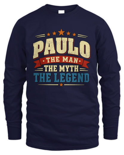 The Man The Myth The Legend Ribbon Vintage T-Shirt PAULO M1-56 / Men's Long Sleeved T-Shirt / navy