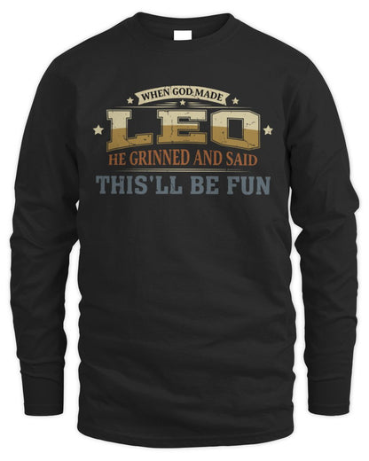 When God Made Your Name Funny Heritage T-Shirt LEO M1-80 / Men's Long Sleeved T-Shirt / black