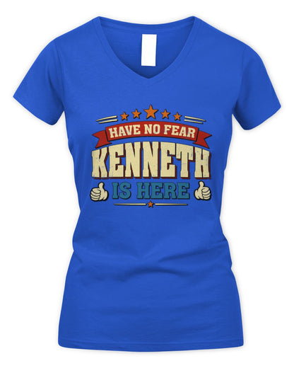 Have No Fear Your Name Is Here Cool Graphic T-Shirt KENNETH M1-71 / Women's V-Neck T-Shirt / royal
