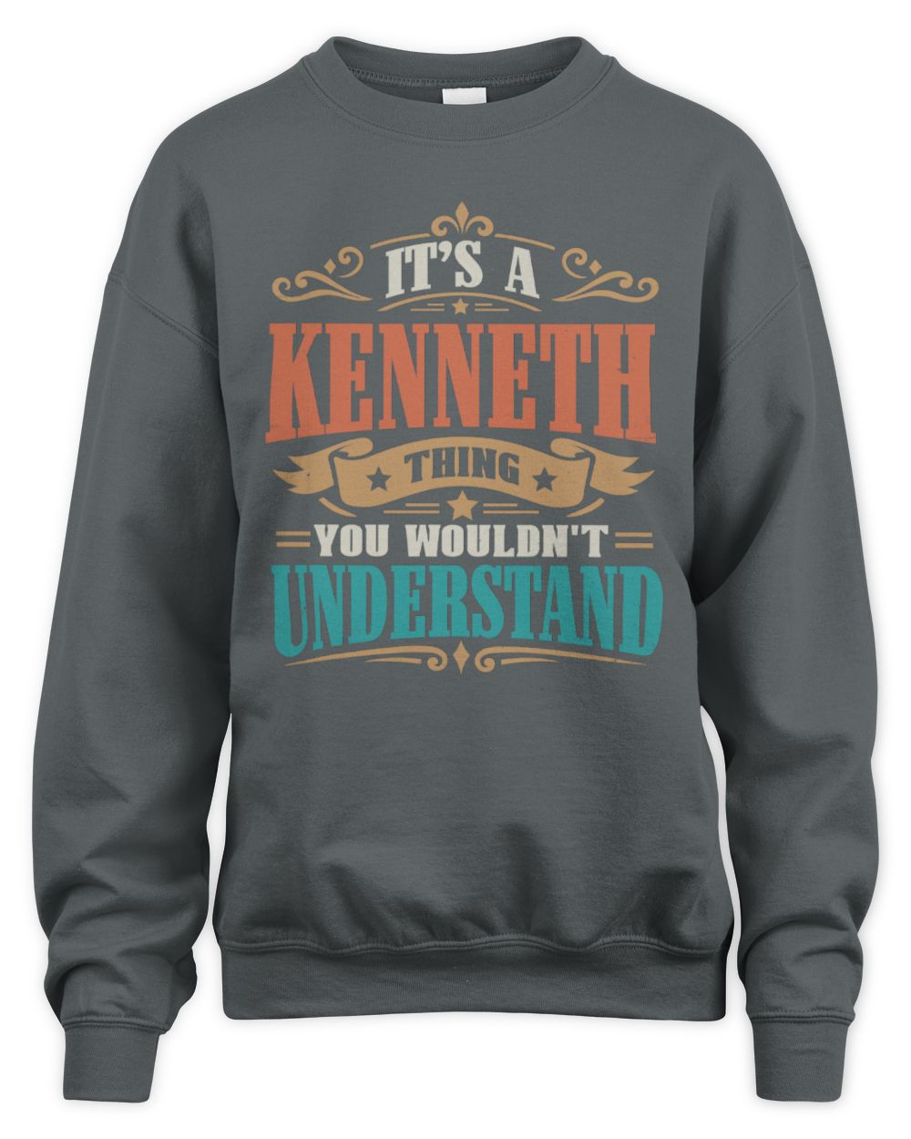 It’s a Name Thing Personalized Retro T-Shirt KENNETH M1-47 / Unisex Sweatshirt / charcoal