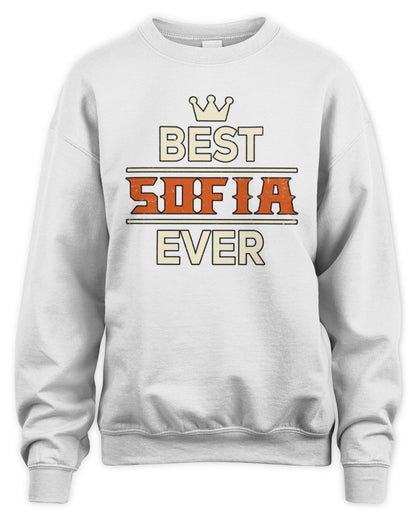 Best Your Name With Crown Shirt SOFIA M1-59 / Unisex Sweatshirt / white