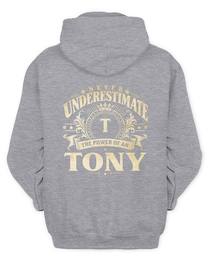 Never Underestimate Your Name Luxury Logo Shirt TONY M1-63 / Unisex Hoodie / sport grey