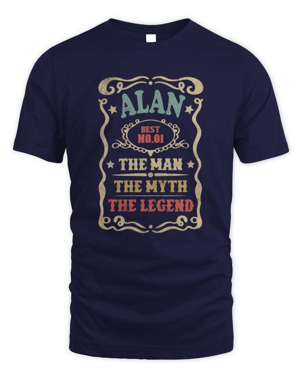 The Man The Myth The Legend Vintage Gold Wine Shirt ALAN M1-52 / Unisex Standard T-Shirt / navy