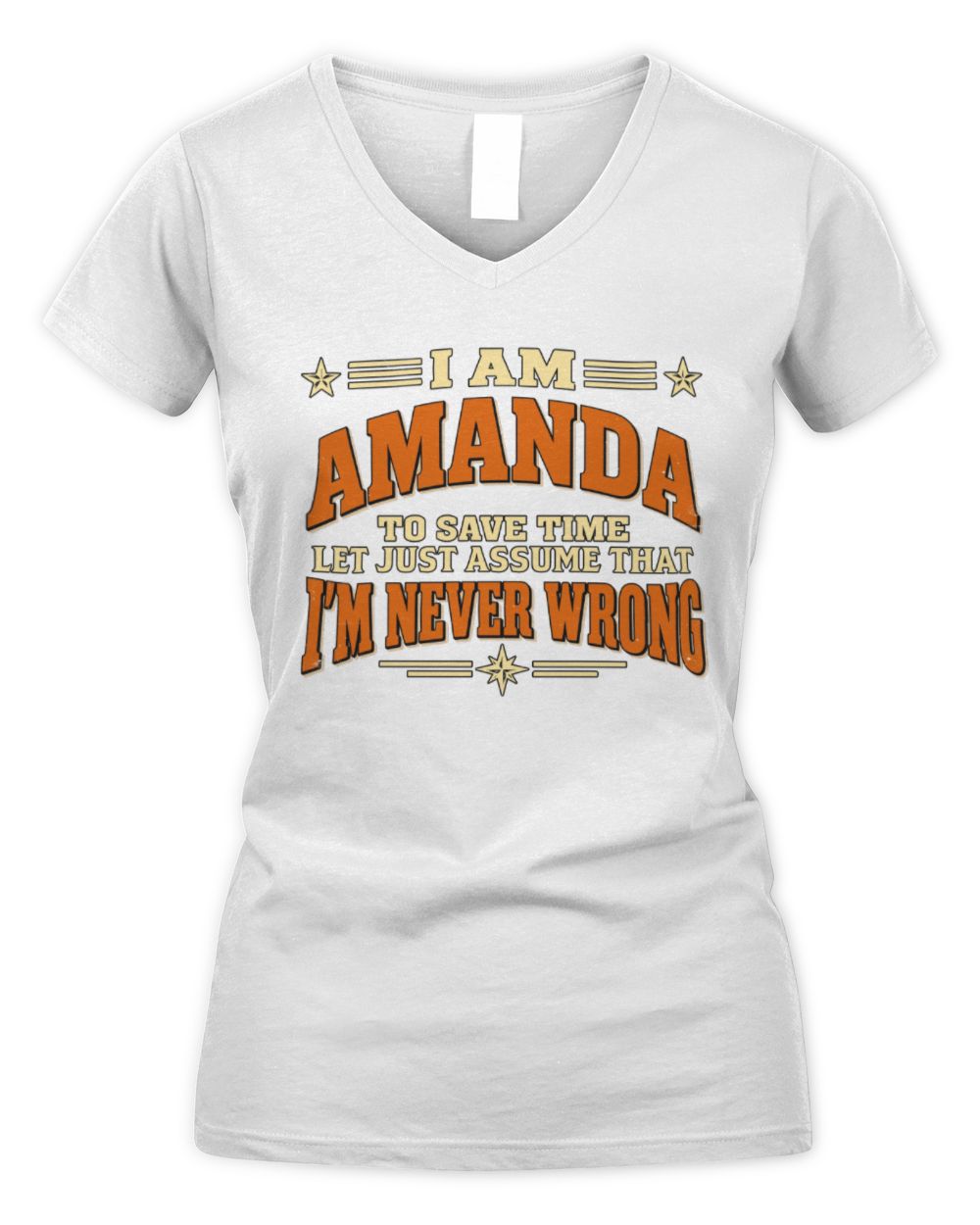 I'm Name Let's Just Assume I'm Never Wrong Retro Shirt AMANDA M1-64 / Women's V-Neck T-Shirt / white