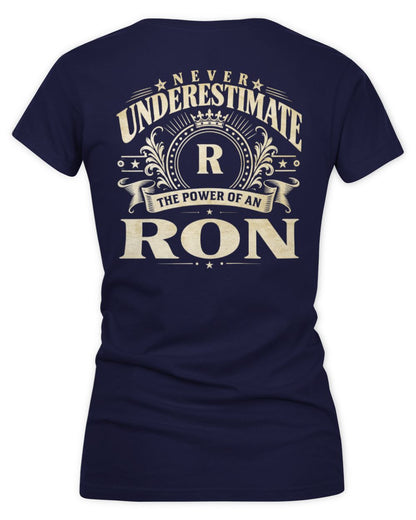 Never Underestimate Your Name Luxury Logo Shirt RON M1-63 / Women's V-Neck T-Shirt / navy