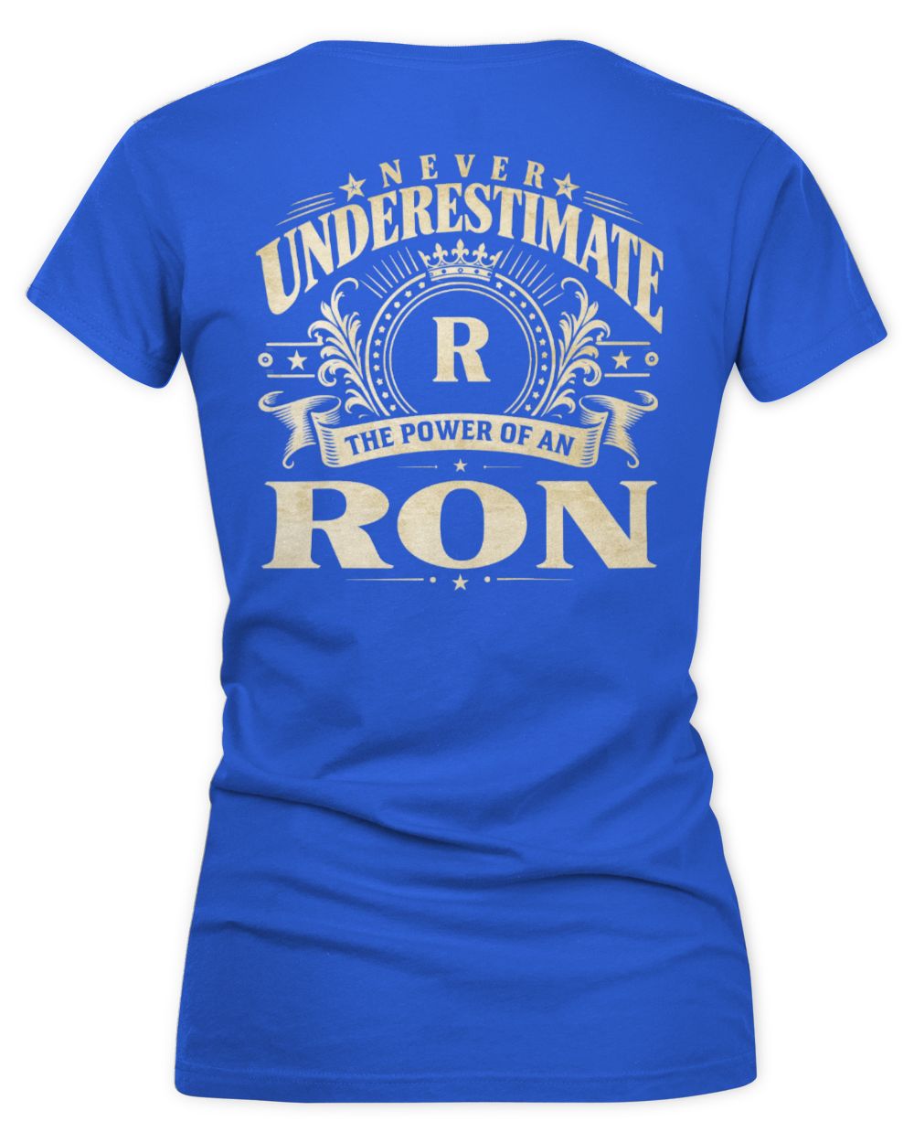 Never Underestimate Your Name Luxury Logo Shirt RON M1-63 / Women's V-Neck T-Shirt / royal