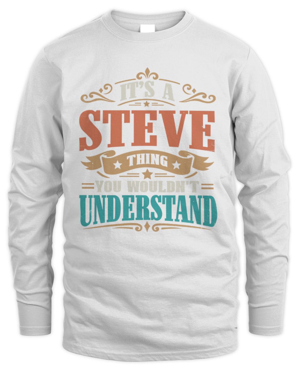 It’s a Name Thing Personalized Retro T-Shirt STEVE M1-47 / Men's Long Sleeved T-Shirt / white