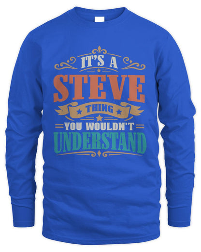 It’s a Name Thing Personalized Retro T-Shirt STEVE M1-47 / Men's Long Sleeved T-Shirt / royal