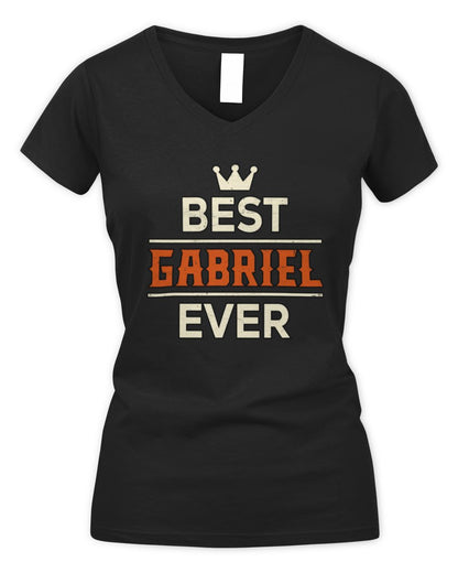Best Your Name With Crown Shirt GABRIEL M1-59 / Women's V-Neck T-Shirt / black