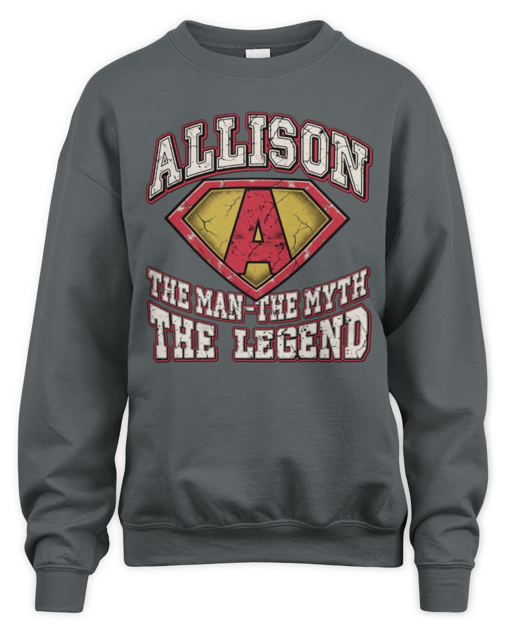 The Man The Myth The Legend Superman Graphic T-Shirt ALLISON M1-74 / Unisex Sweatshirt / charcoal