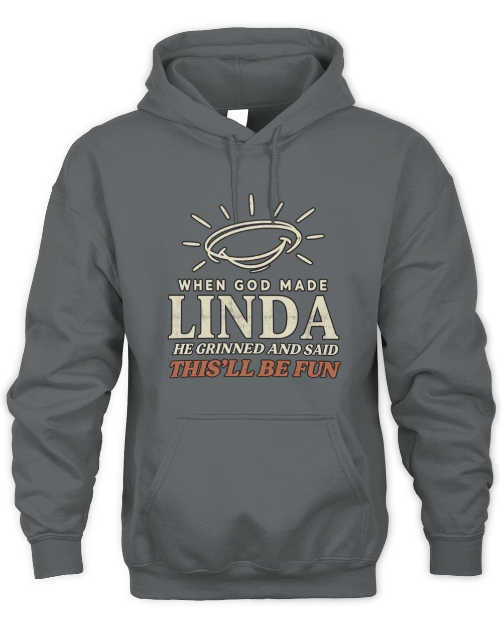 When God Made Your Name Funny Western T-Shirt T-Shirt LINDA M1-S82 / Unisex Hoodie / charcoal