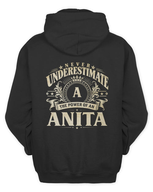 Never Underestimate Your Name Luxury Logo Shirt ANITA M1-63 / Unisex Hoodie / black