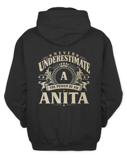 Never Underestimate Your Name Luxury Logo Shirt ANITA M1-63 / Unisex Hoodie / black