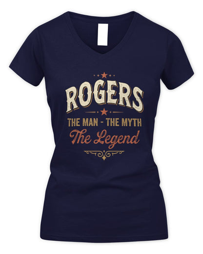I'm Name I'm Not Rude I Just Have The Balls Funny T-Shirt ROGERS M1-77 / Women's V-Neck T-Shirt / navy