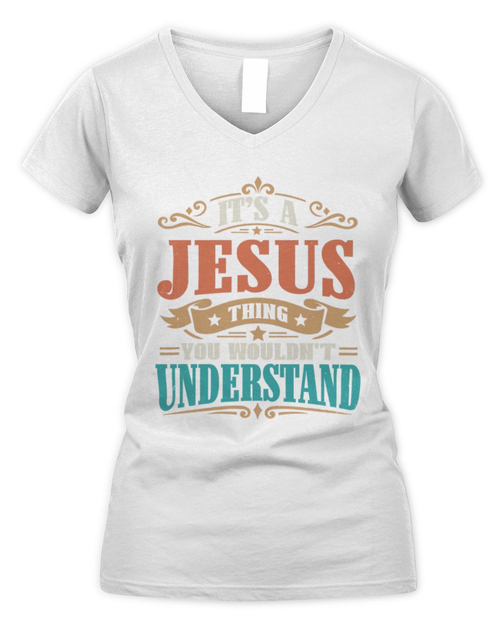 It’s a Name Thing Personalized Retro T-Shirt JESUS M1-47 / Women's V-Neck T-Shirt / white