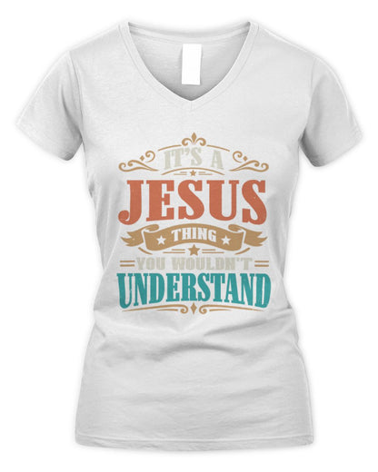 It’s a Name Thing Personalized Retro T-Shirt JESUS M1-47 / Women's V-Neck T-Shirt / white