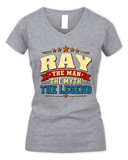 The Man The Myth The Legend Ribbon Vintage T-Shirt RAY M1-56 / Women's V-Neck T-Shirt / sport grey