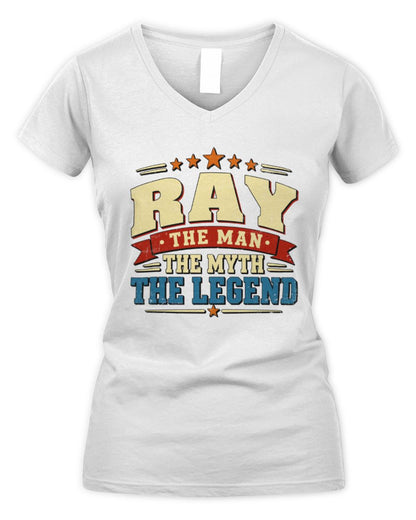 The Man The Myth The Legend Ribbon Vintage T-Shirt RAY M1-56 / Women's V-Neck T-Shirt / white