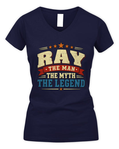 The Man The Myth The Legend Ribbon Vintage T-Shirt RAY M1-56 / Women's V-Neck T-Shirt / navy