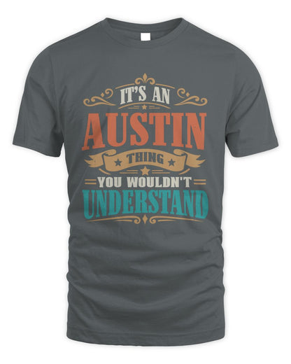 It’s a Name Thing Personalized Retro T-Shirt AUSTIN M1-47 / Unisex Standard T-Shirt / charcoal