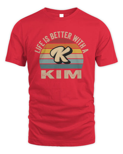 Life Is Better with Name Vintage Sun Shirt KIM M1-50 / Unisex Standard T-Shirt / red