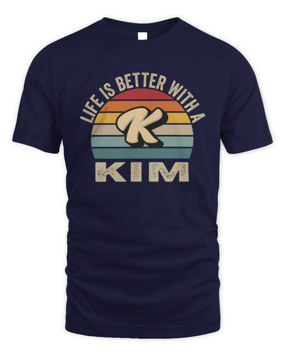 Life Is Better with Name Vintage Sun Shirt KIM M1-50 / Unisex Standard T-Shirt / navy