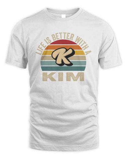 Life Is Better with Name Vintage Sun Shirt KIM M1-50 / Unisex Standard T-Shirt / white