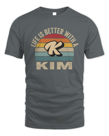Life Is Better with Name Vintage Sun Shirt KIM M1-50 / Unisex Standard T-Shirt / charcoal