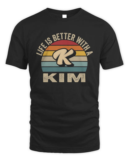 Life Is Better with Name Vintage Sun Shirt KIM M1-50 / Unisex Standard T-Shirt / black