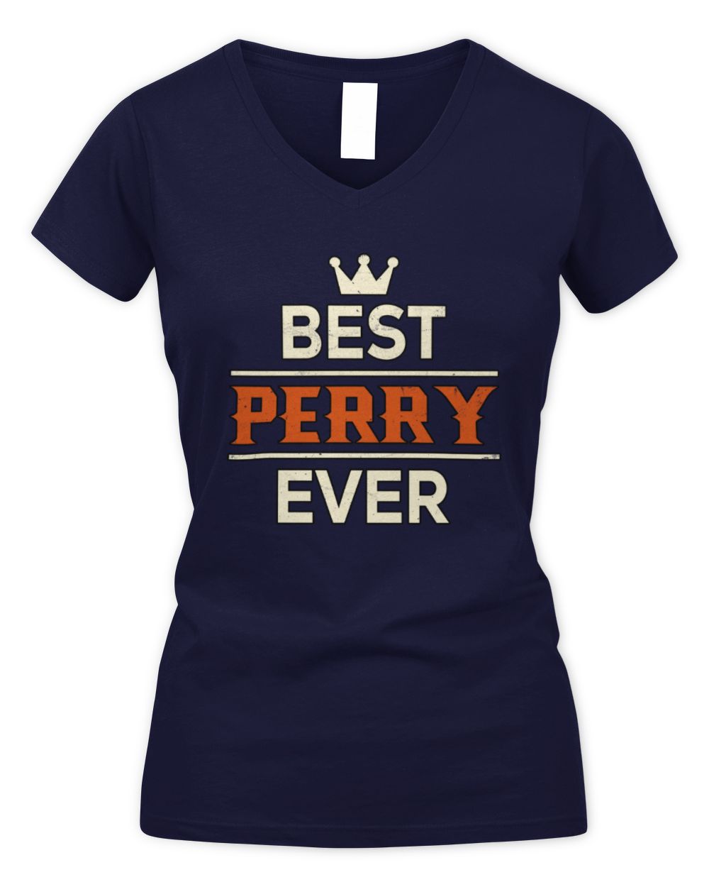Best Your Name With Crown Shirt PERRY M1-59 / Women's V-Neck T-Shirt / navy