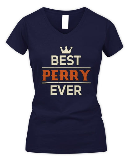 Best Your Name With Crown Shirt PERRY M1-59 / Women's V-Neck T-Shirt / navy