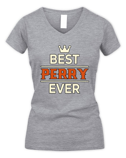Best Your Name With Crown Shirt PERRY M1-59 / Women's V-Neck T-Shirt / sport grey