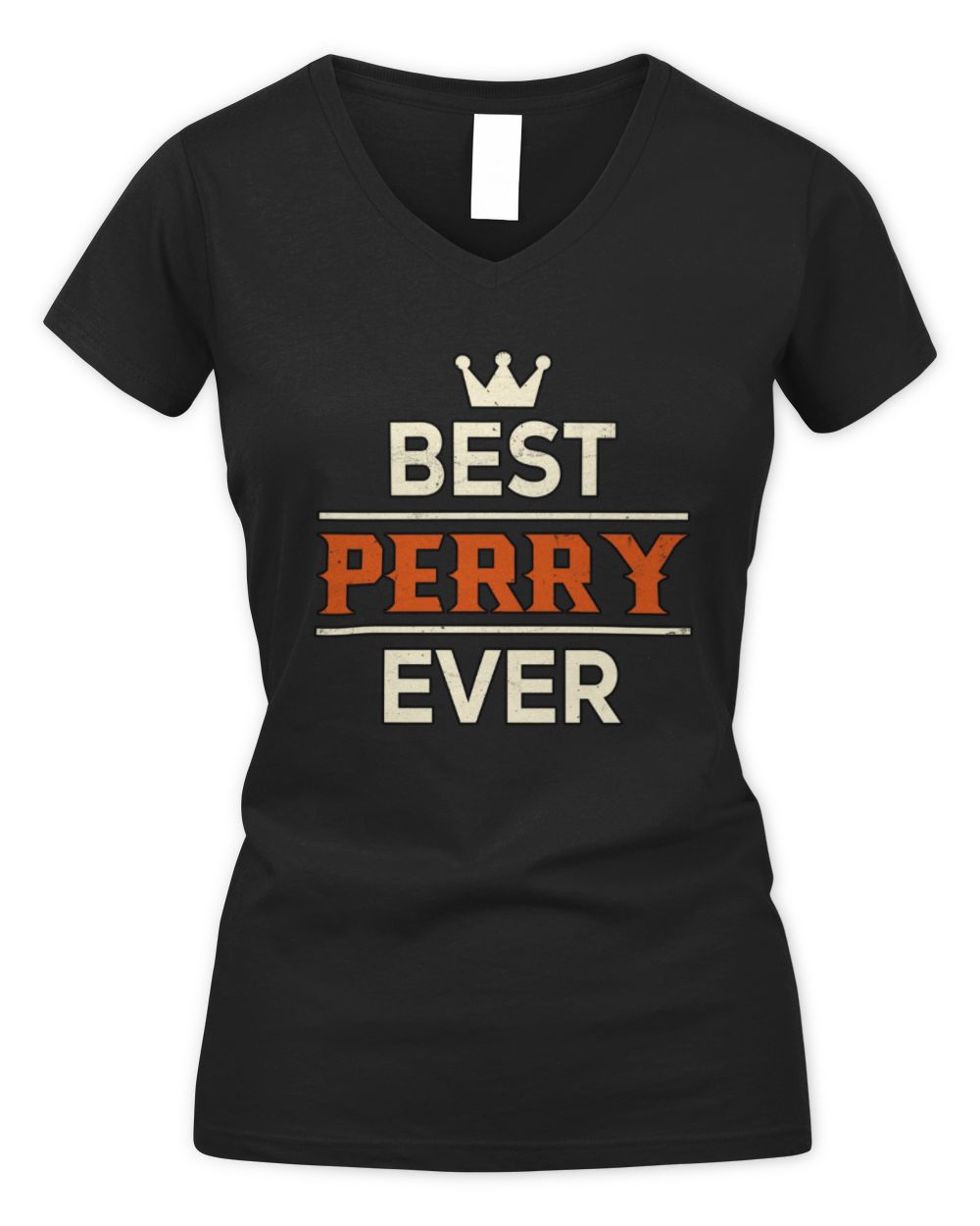 Best Your Name With Crown Shirt PERRY M1-59 / Women's V-Neck T-Shirt / black