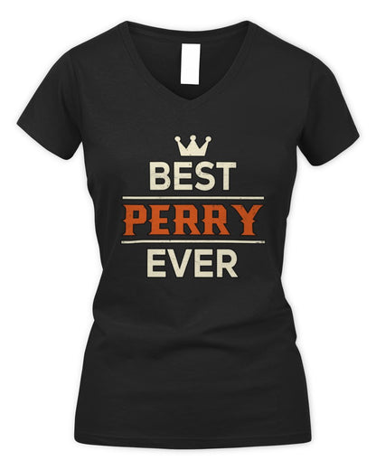 Best Your Name With Crown Shirt PERRY M1-59 / Women's V-Neck T-Shirt / black