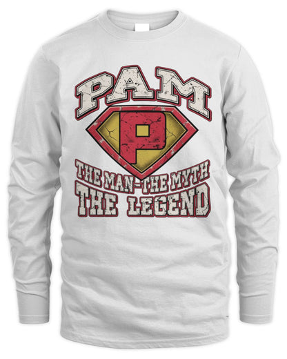 The Man The Myth The Legend Superman Graphic T-Shirt PAM M1-74 / Men's Long Sleeved T-Shirt / white