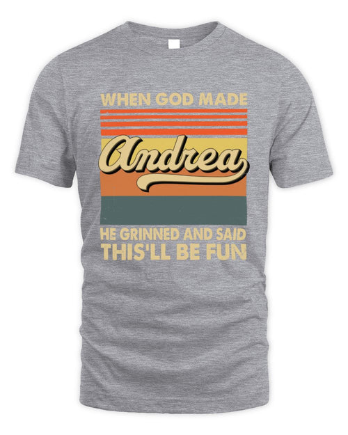 When God Made Your Name He Grinned Vintage T-Shirt ANDREA M1-55 / Unisex Standard T-Shirt / sport grey