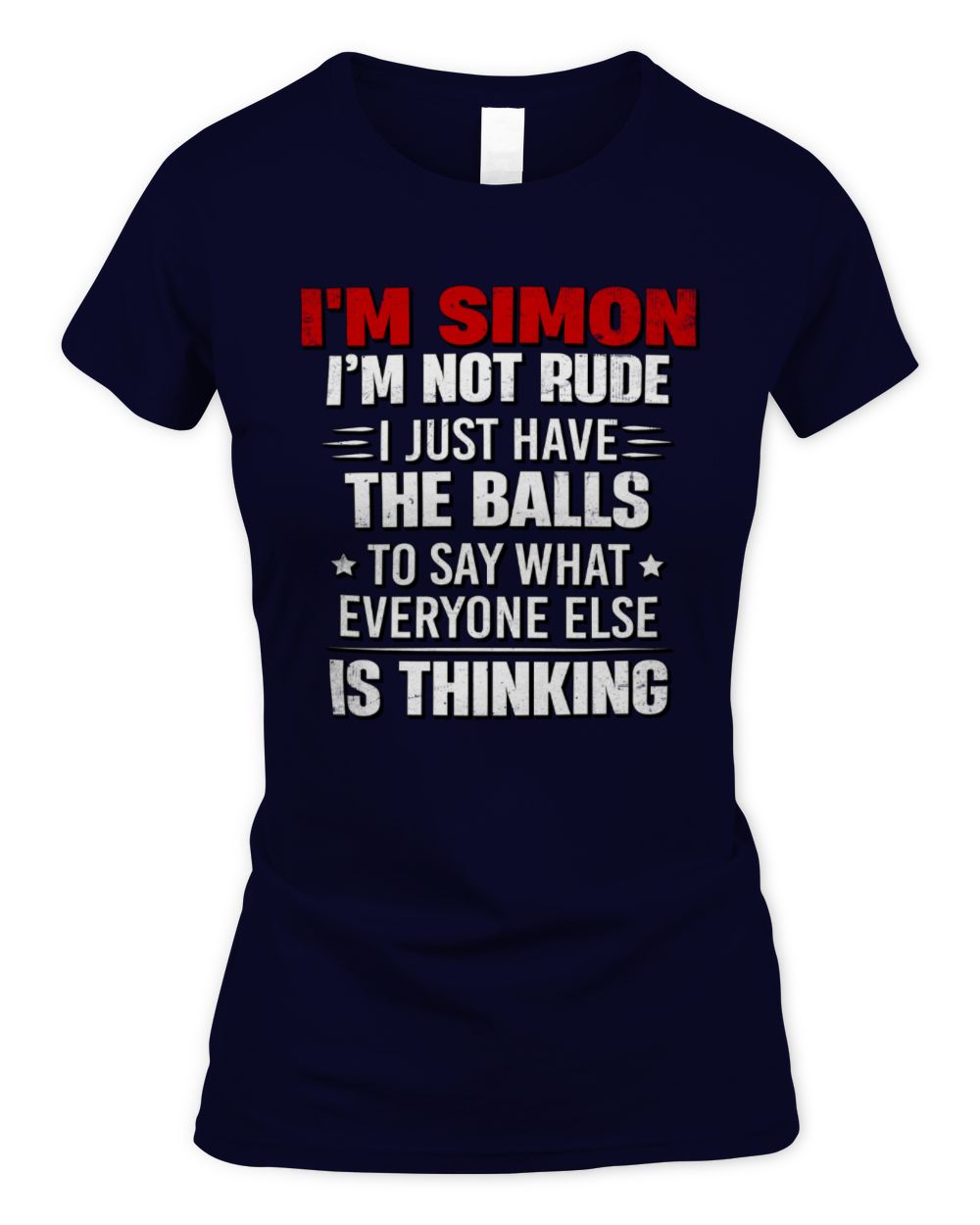 I'm Name I'm Not Rude I Just Have The Balls Funny T-Shirt SIMON M1-46 / Women's Standard T-Shirt / navy