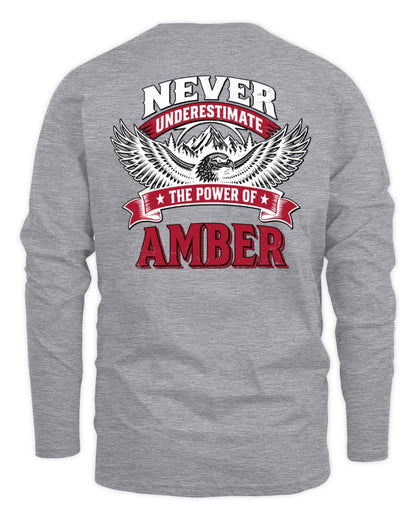 Never Underestimate Your Name Eagle Mountain Shirt AMBER M1-61 / Men's Long Sleeved T-Shirt / sport grey