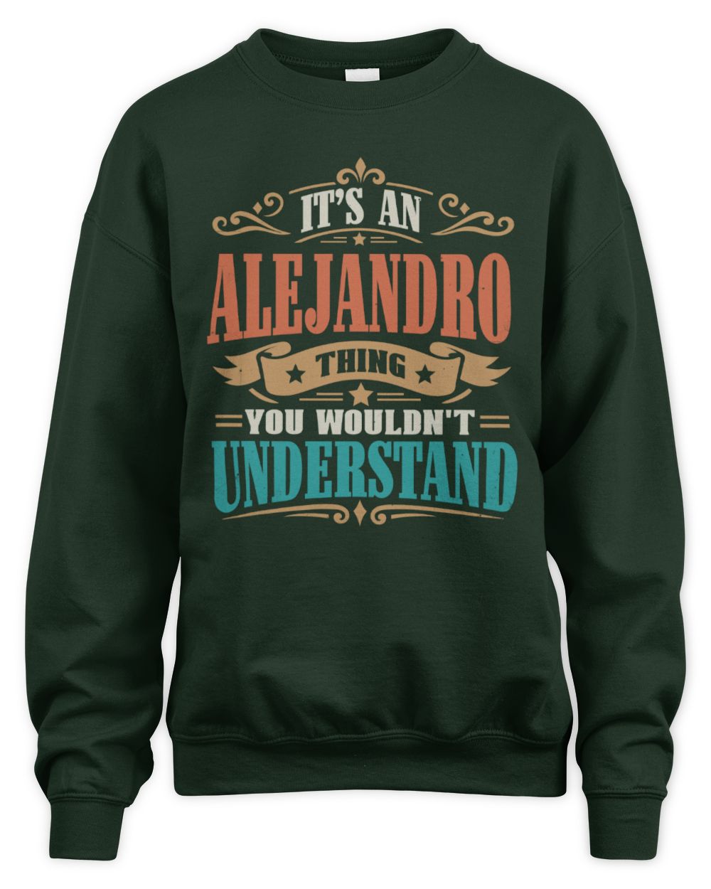 It’s a Name Thing Personalized Retro T-Shirt ALEJANDRO M1-47 / Unisex Sweatshirt / forest green