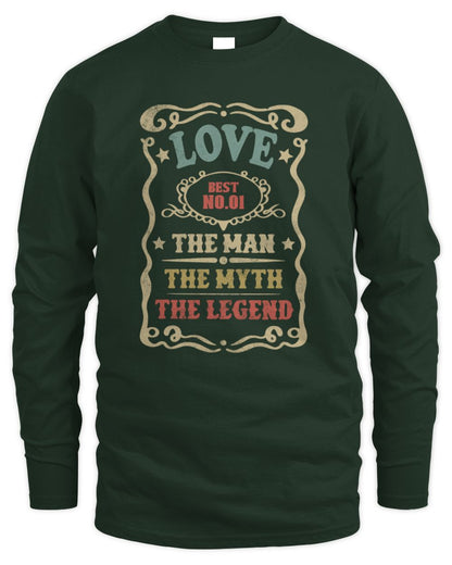 The Man The Myth The Legend Vintage Gold Wine Shirt LOVE M1-52 / Men's Long Sleeved T-Shirt / forest green