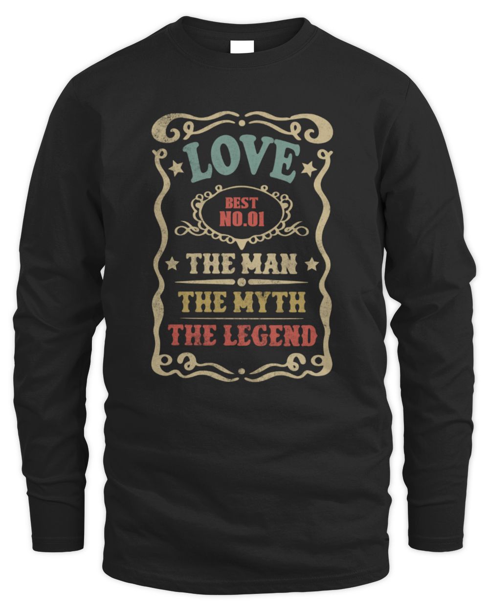 The Man The Myth The Legend Vintage Gold Wine Shirt LOVE M1-52 / Men's Long Sleeved T-Shirt / black