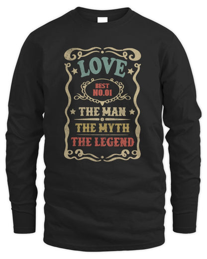 The Man The Myth The Legend Vintage Gold Wine Shirt LOVE M1-52 / Men's Long Sleeved T-Shirt / black