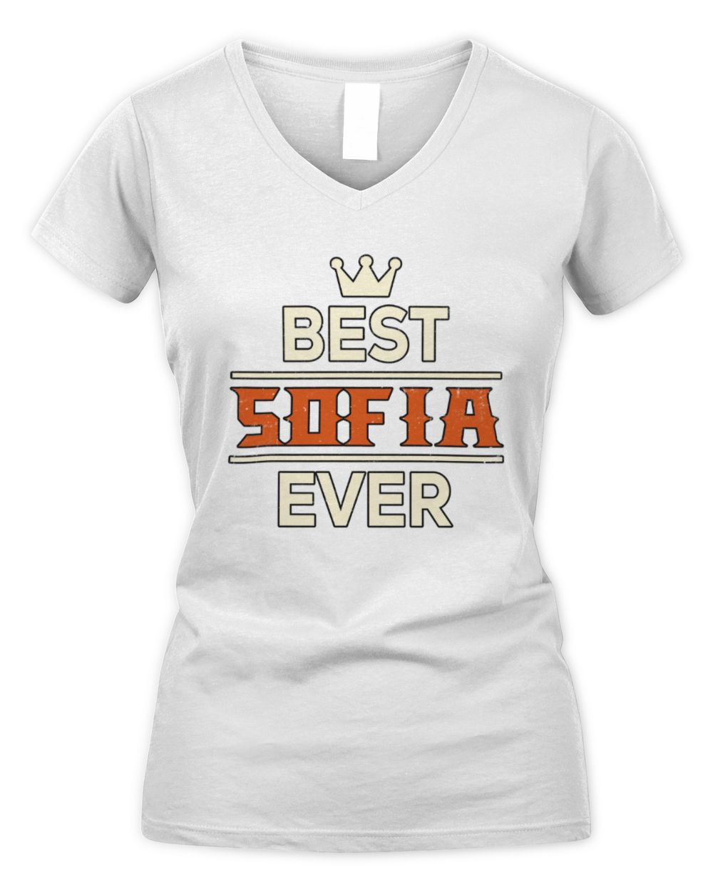 Best Your Name With Crown Shirt SOFIA M1-59 / Women's V-Neck T-Shirt / white