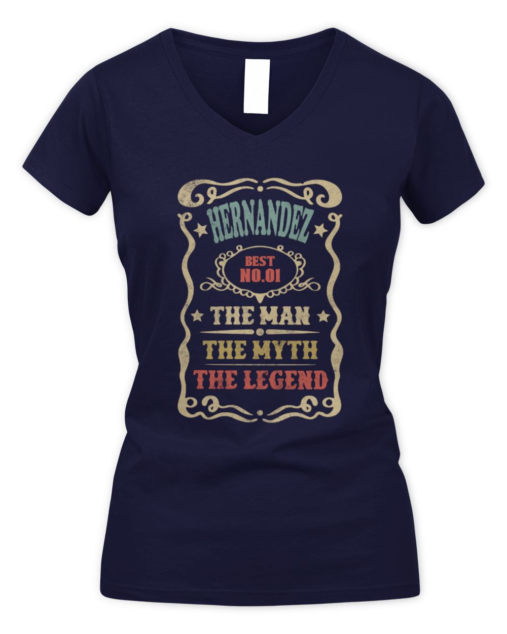The Man The Myth The Legend Vintage Gold Wine Shirt HERNANDEZ M1-52 / Women's V-Neck T-Shirt / navy
