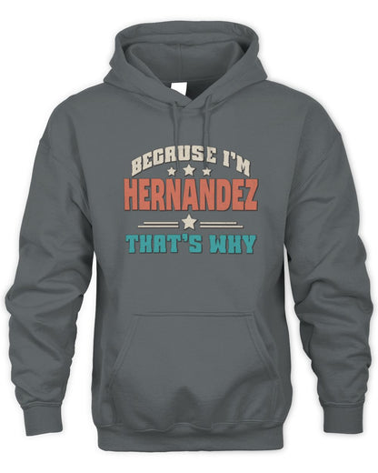 Because I'm Name That's Why Personalized Retro Shirt HERNANDEZ-49 / Unisex Hoodie / charcoal